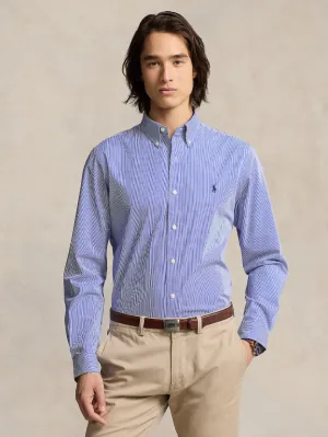 Blue/White Striped Breathable Cotton Shirt