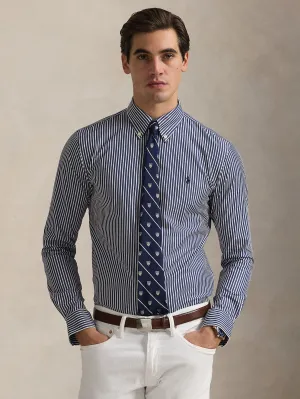 Blue/White Striped Stretch Poplin Shirt