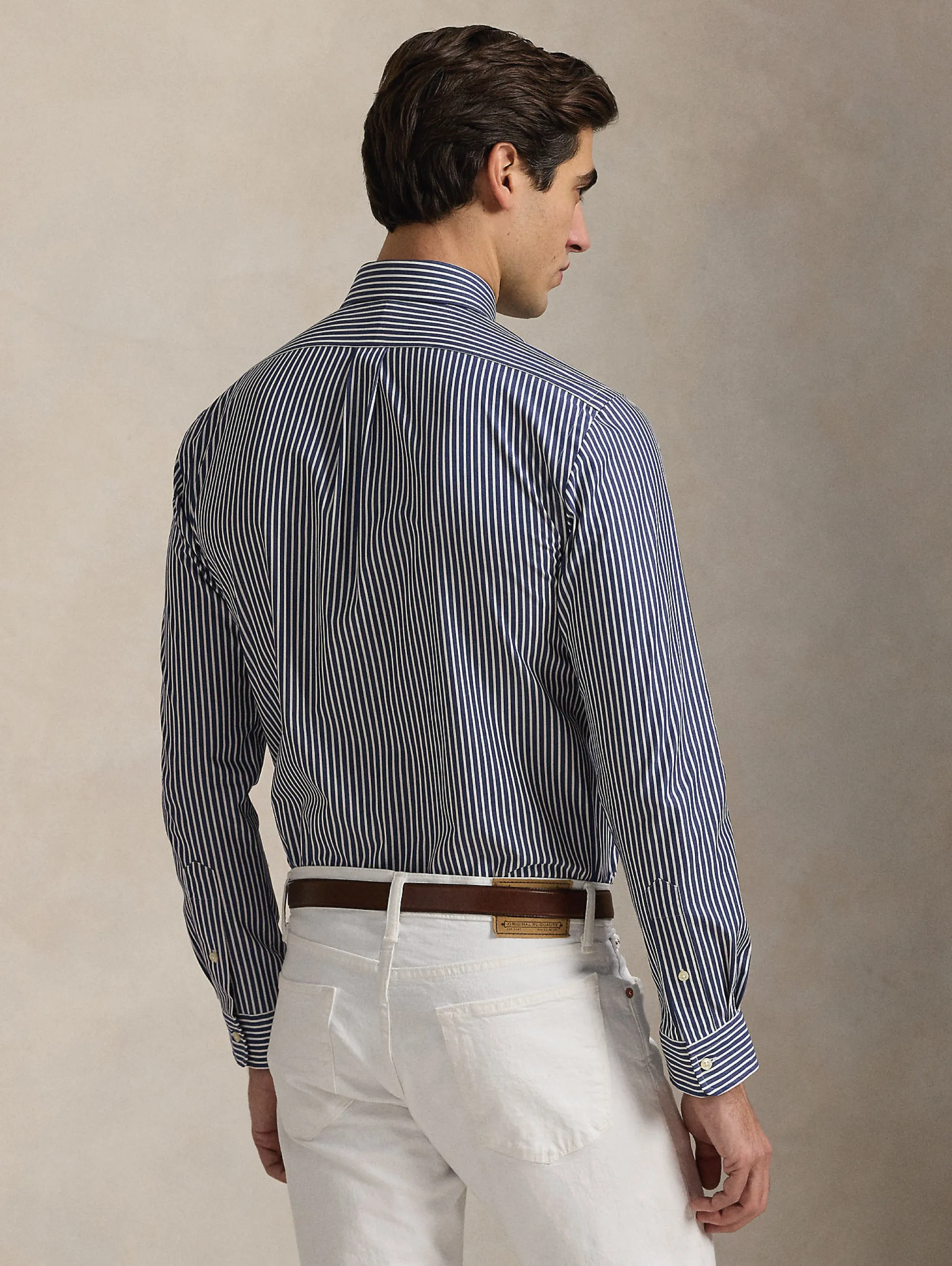 Blue/White Striped Stretch Poplin Shirt