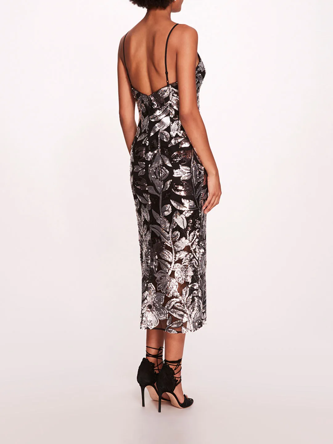 Botanical Sequin Midi Dress