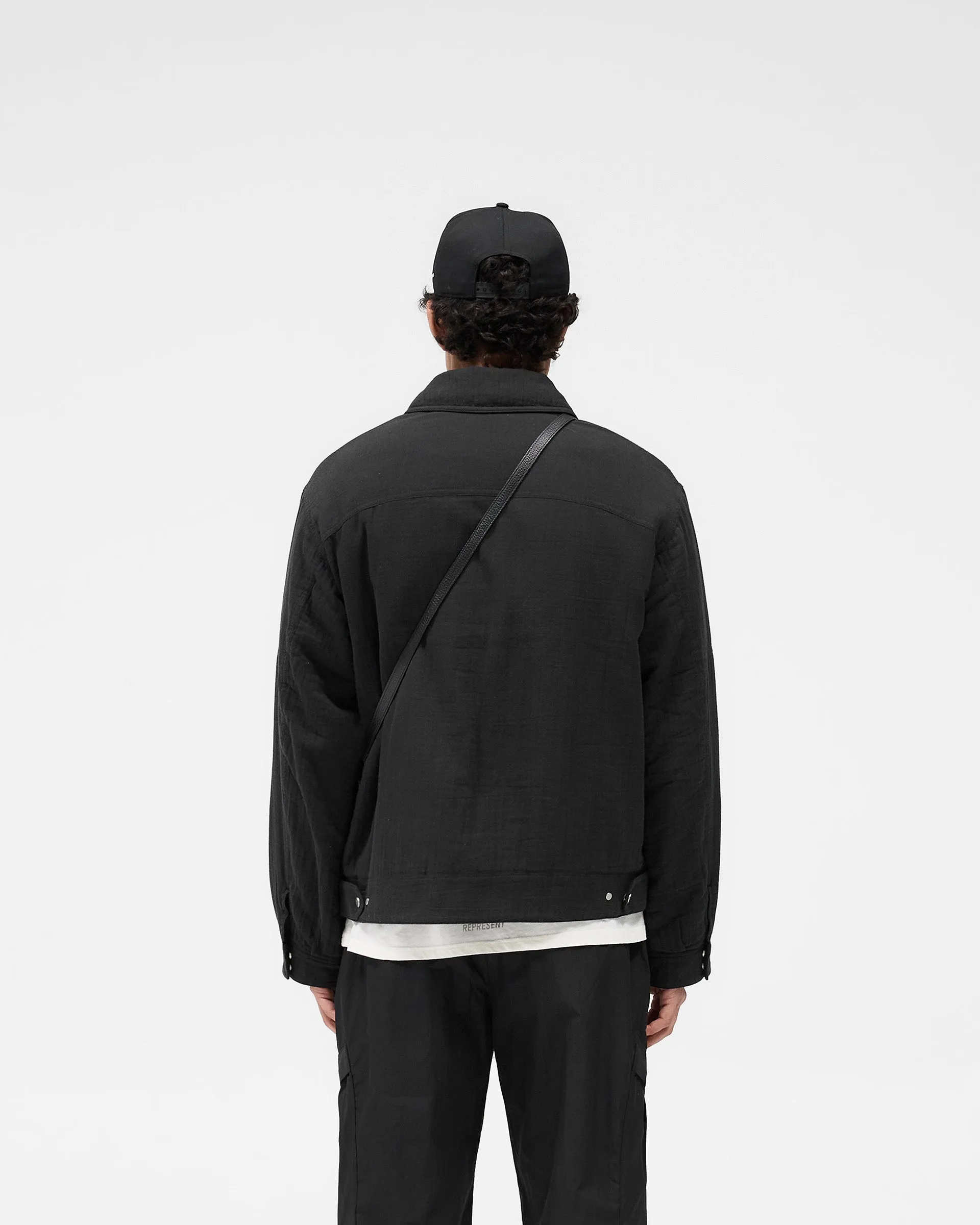 Crinkle Trucker Jacket - Black