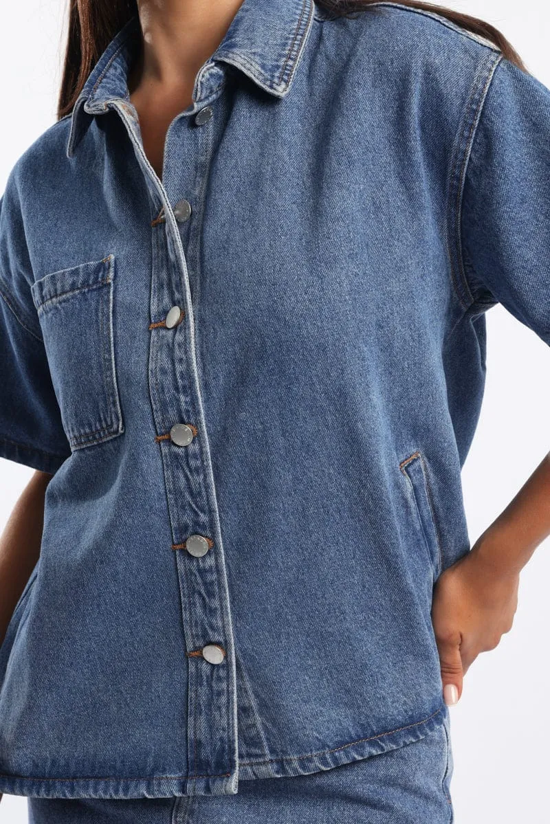 Denim Overshirt Short Sleeve
