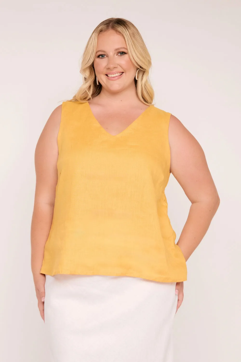 Ember Linen Cami in Golden Hour