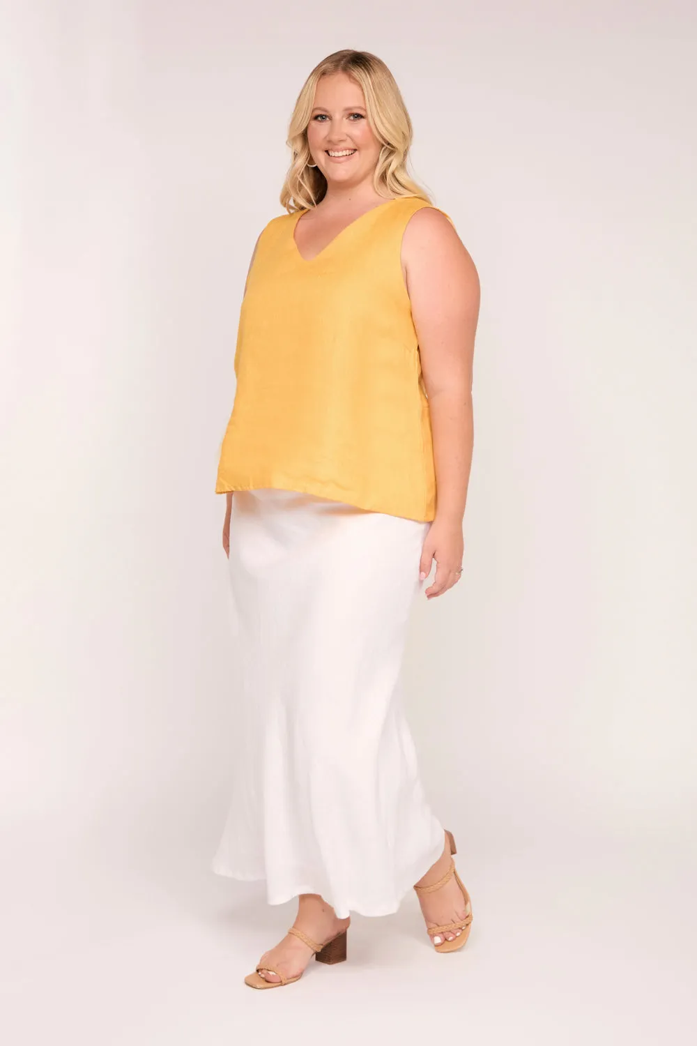 Ember Linen Cami in Golden Hour