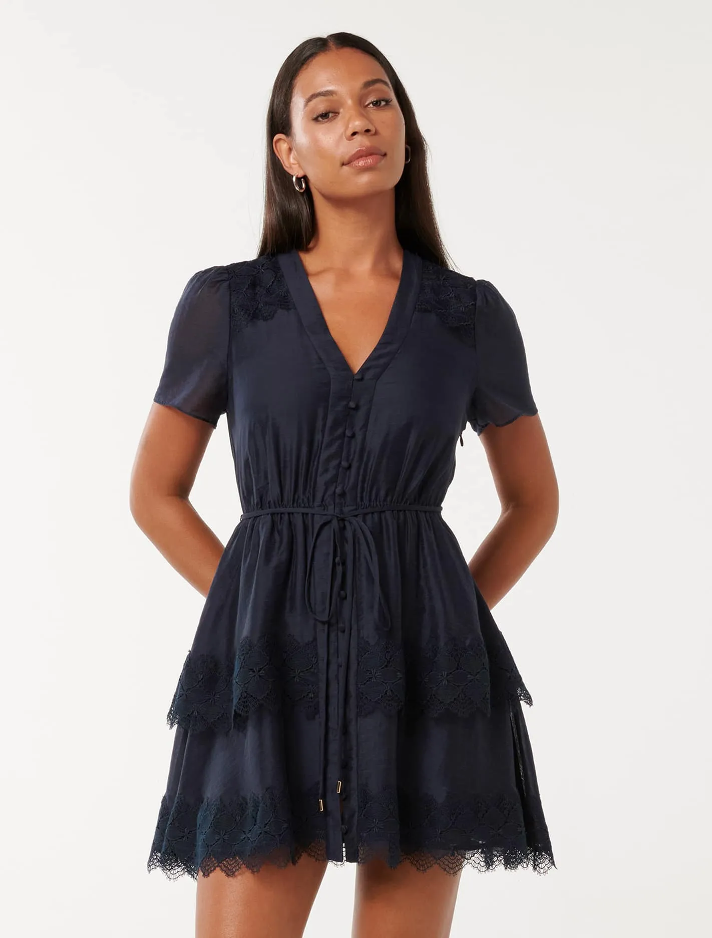 Emmy Lace Trim Mini Dress
