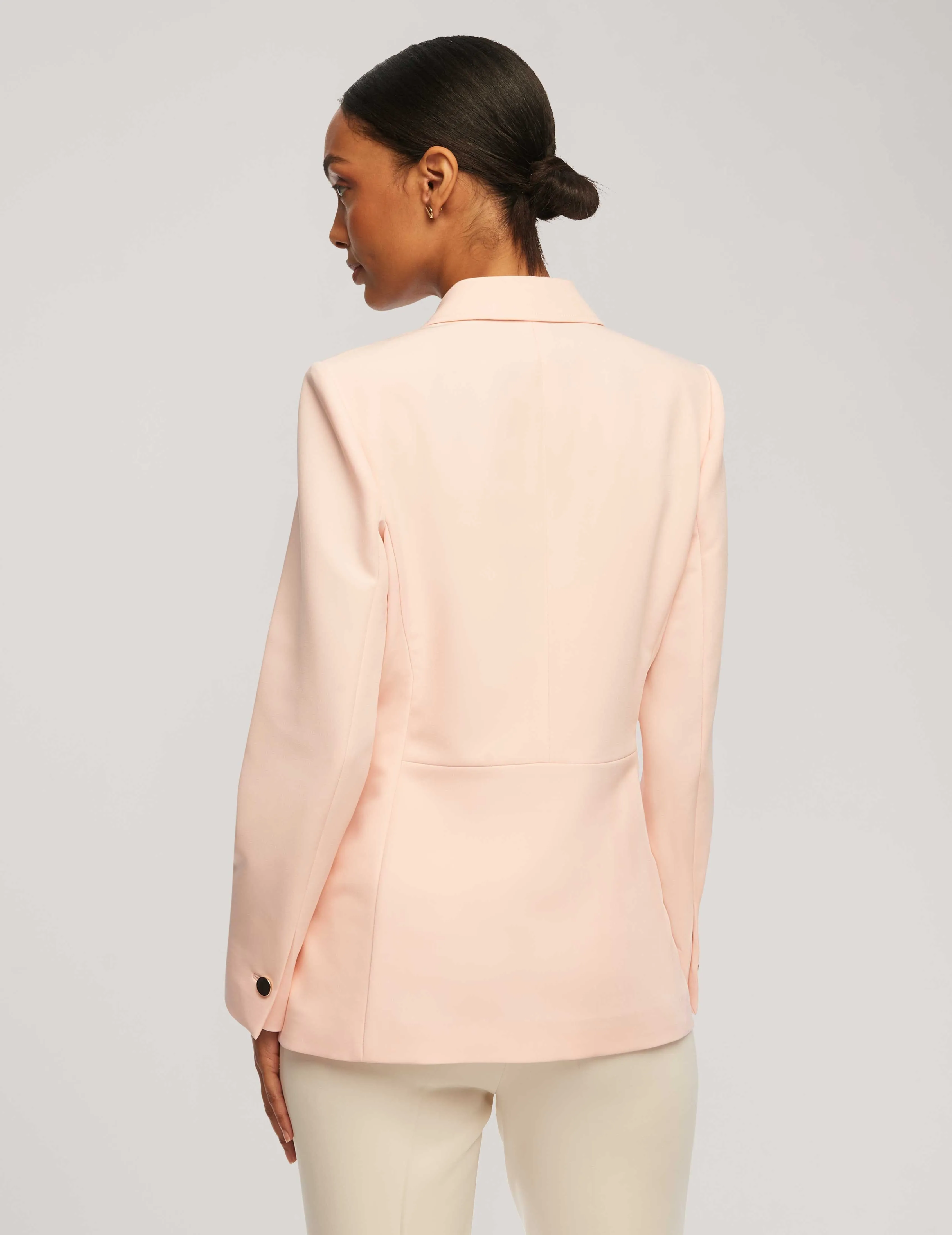 Faux Double-Breasted Jacket With Patch Pockets- Sale