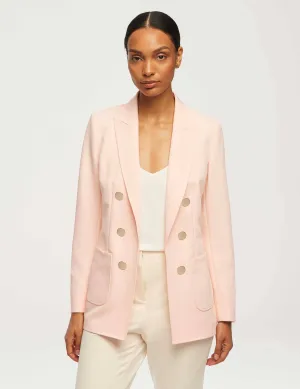 Faux Double-Breasted Jacket With Patch Pockets- Sale
