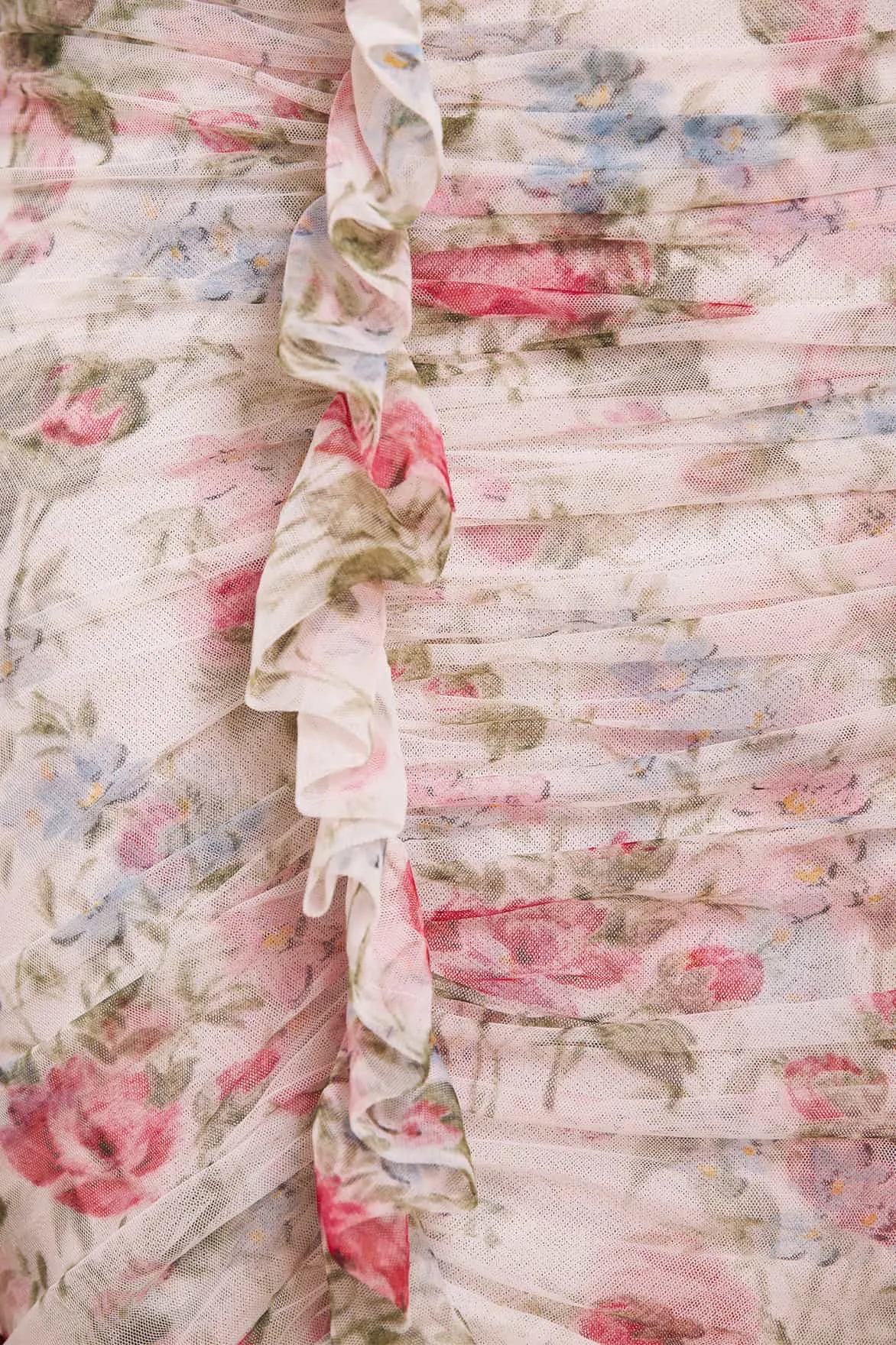 Floral Fantasy Rouched One-Shoulder Ballerina Dress