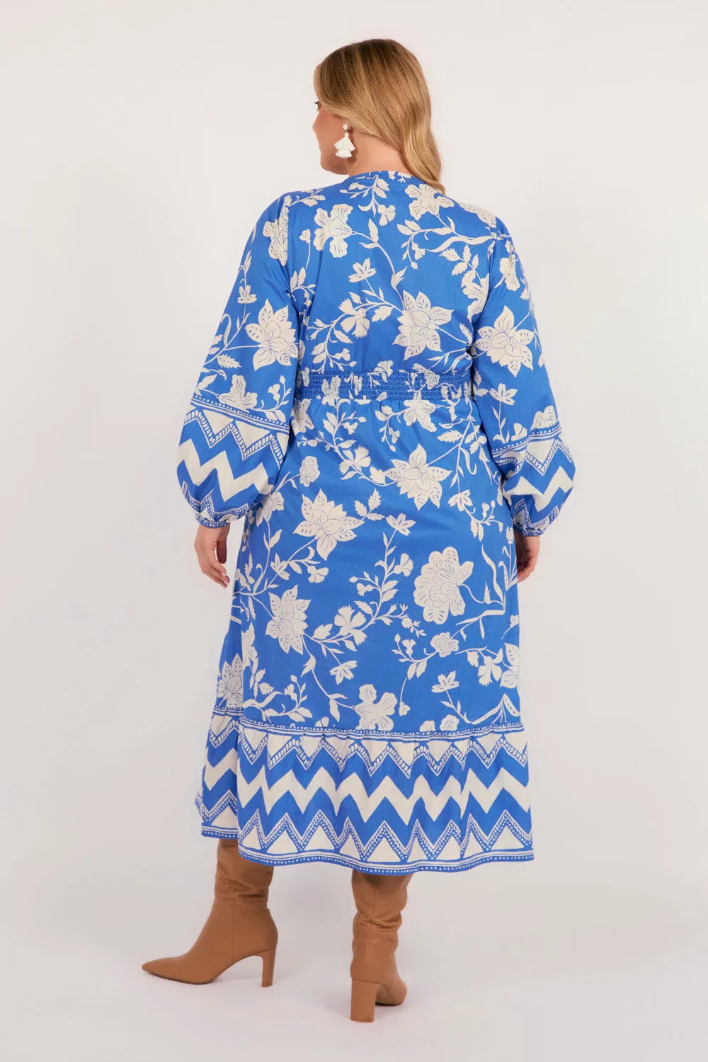 Florence Long Sleeve Maxi Dress in Sapphire Dreams