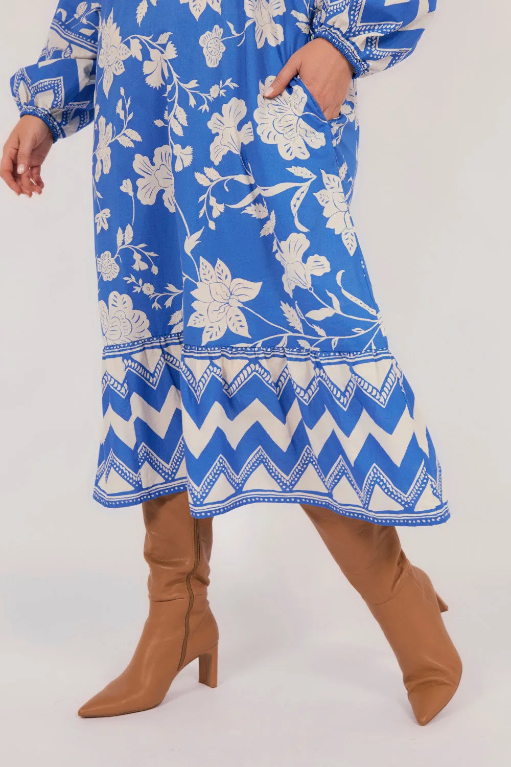 Florence Long Sleeve Maxi Dress in Sapphire Dreams