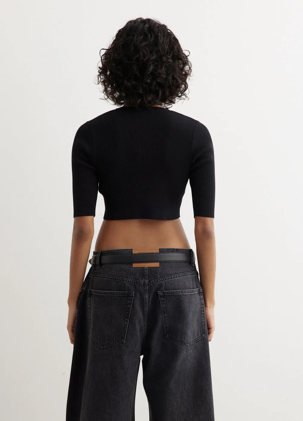 Giza High Gauge Rib Knit Short Cardigan