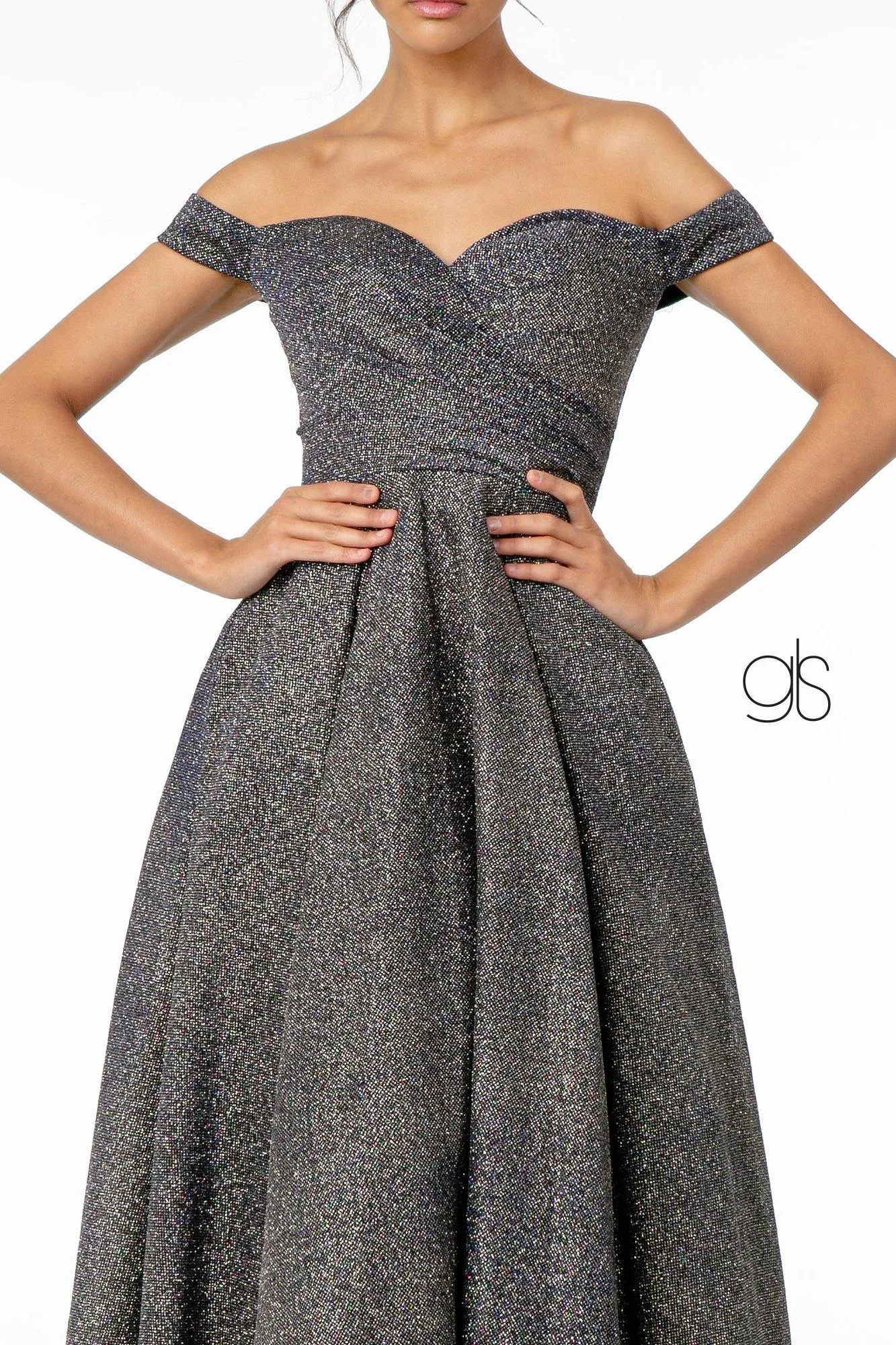 Glitter Lame Long Prom Dress