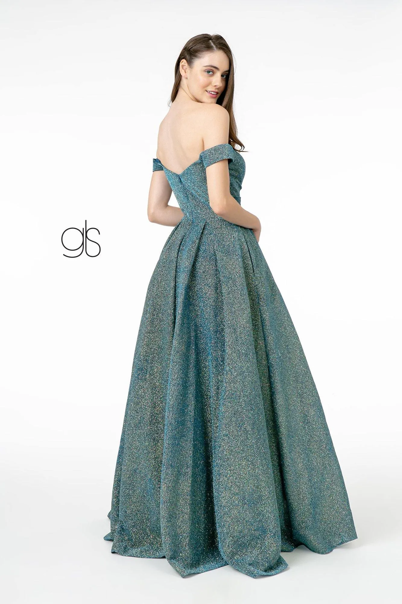 Glitter Lame Long Prom Dress