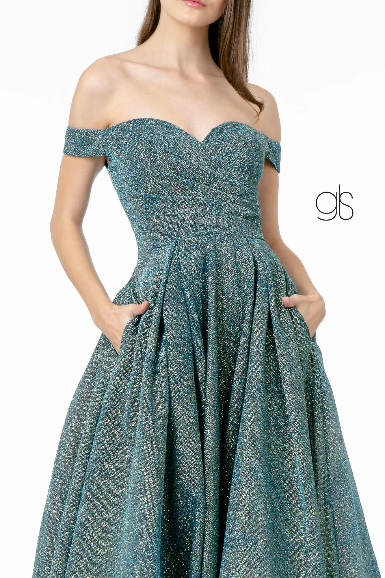 Glitter Lame Long Prom Dress