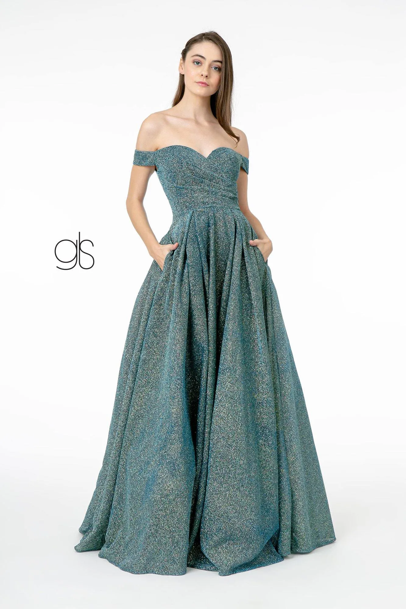 Glitter Lame Long Prom Dress