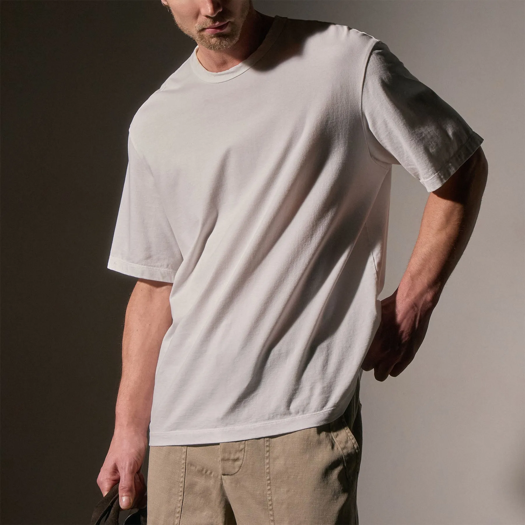 Heavy Luxe Jersey Oversized Crew - White