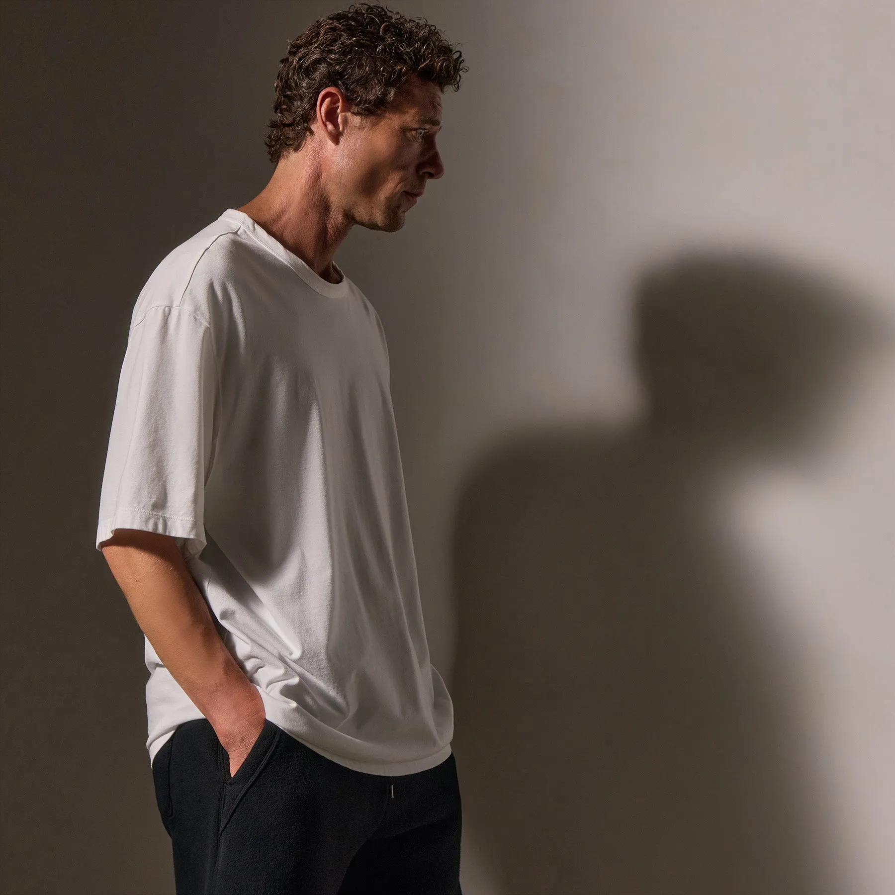 Heavy Luxe Jersey Oversized Crew - White