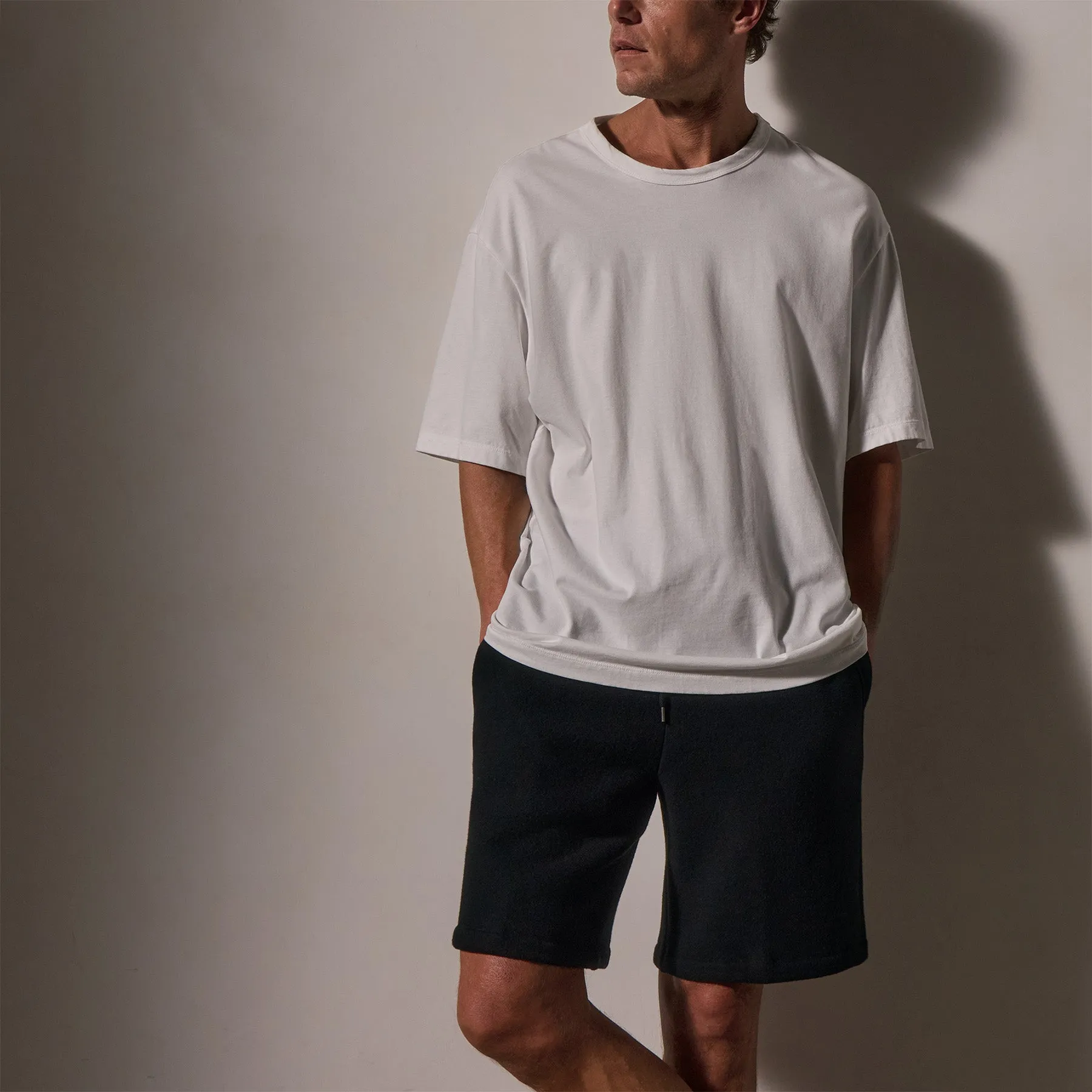 Heavy Luxe Jersey Oversized Crew - White