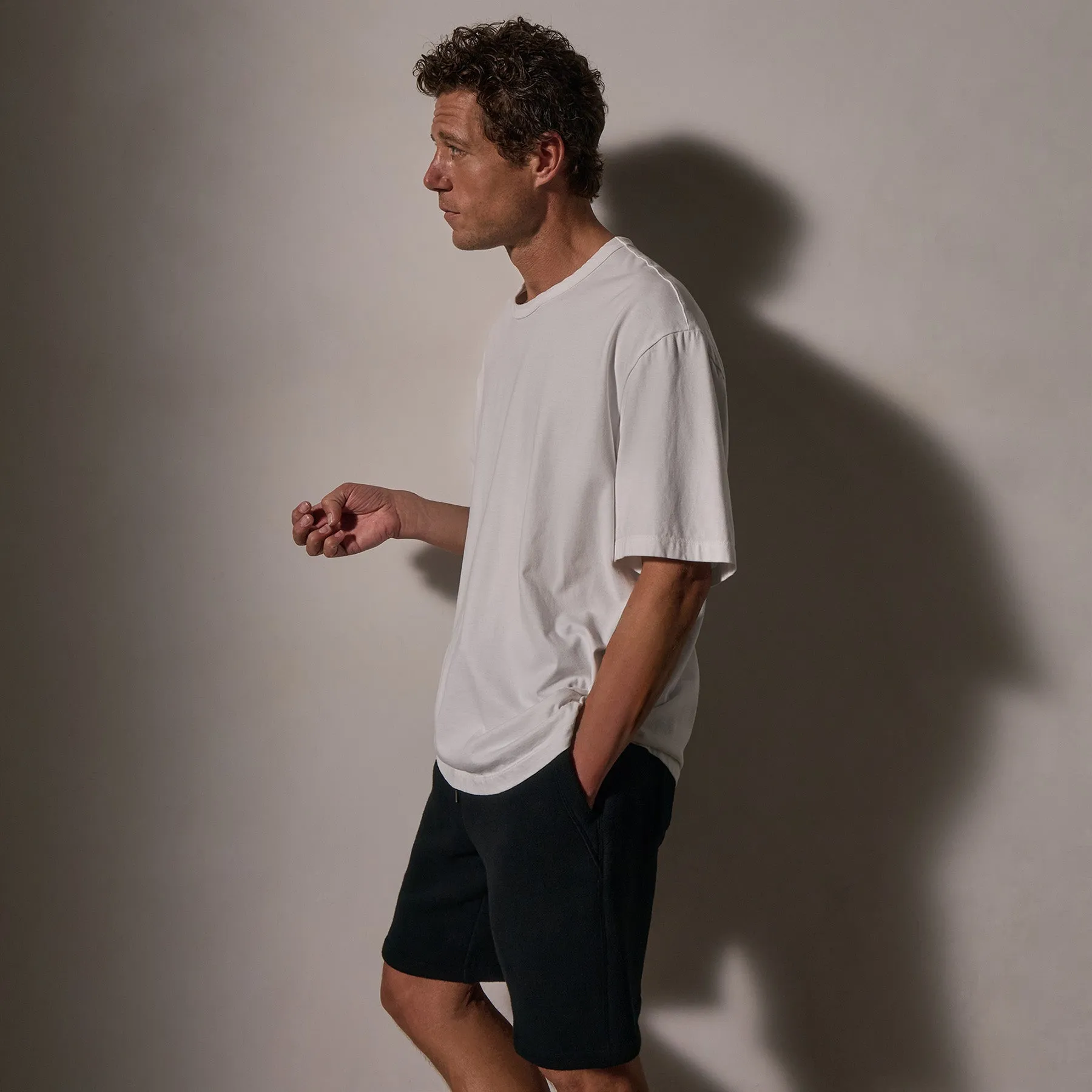 Heavy Luxe Jersey Oversized Crew - White