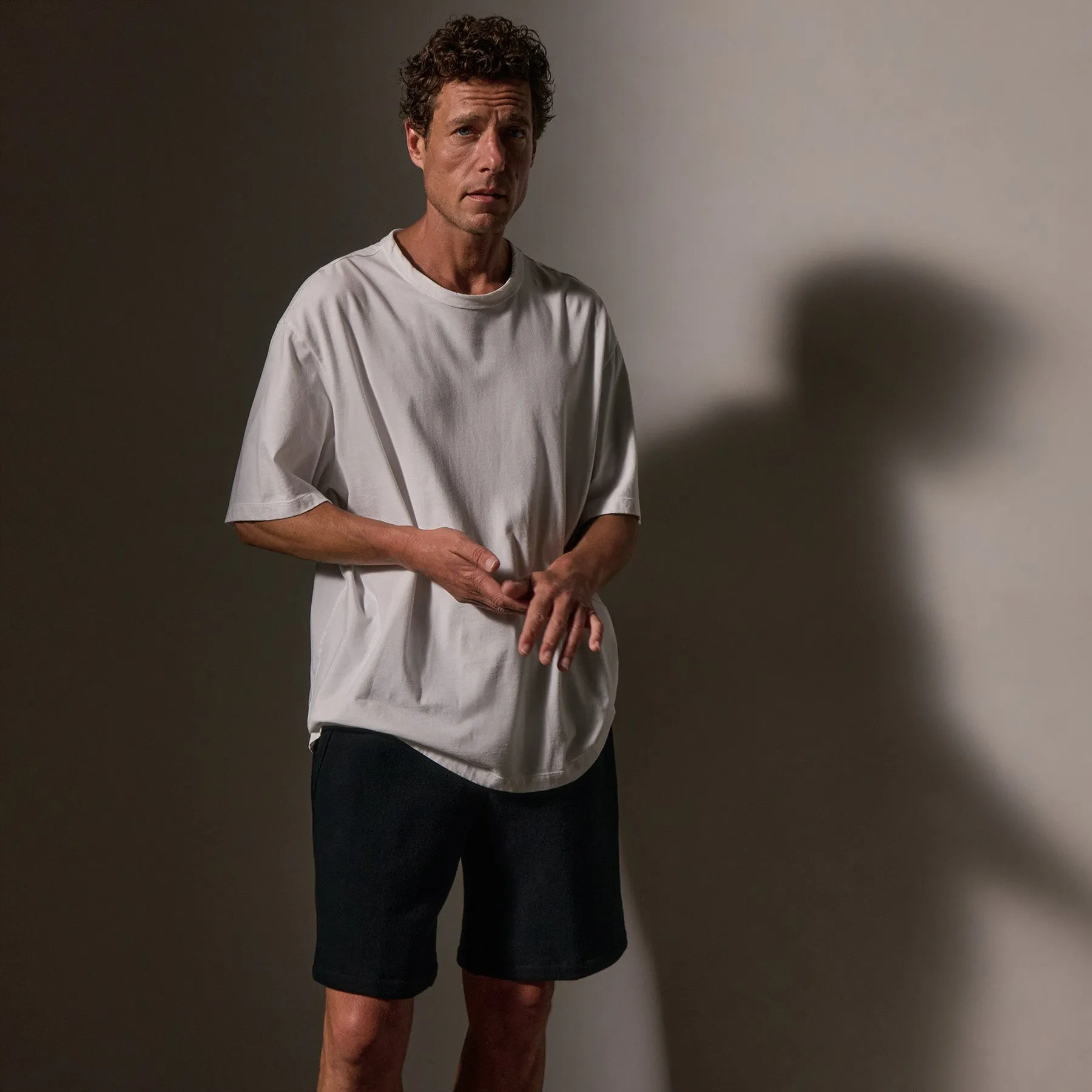 Heavy Luxe Jersey Oversized Crew - White