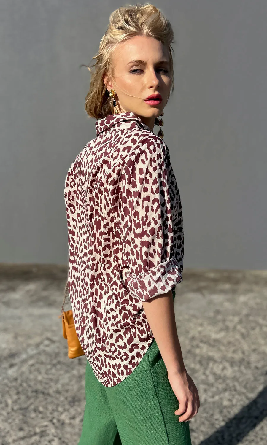 Hoss Rebecca Chocolate Print Animal Shirt