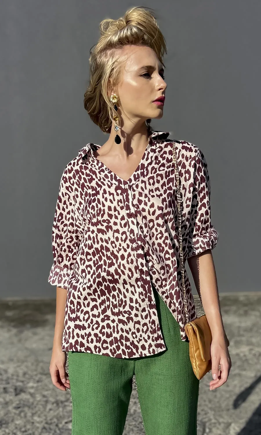 Hoss Rebecca Chocolate Print Animal Shirt