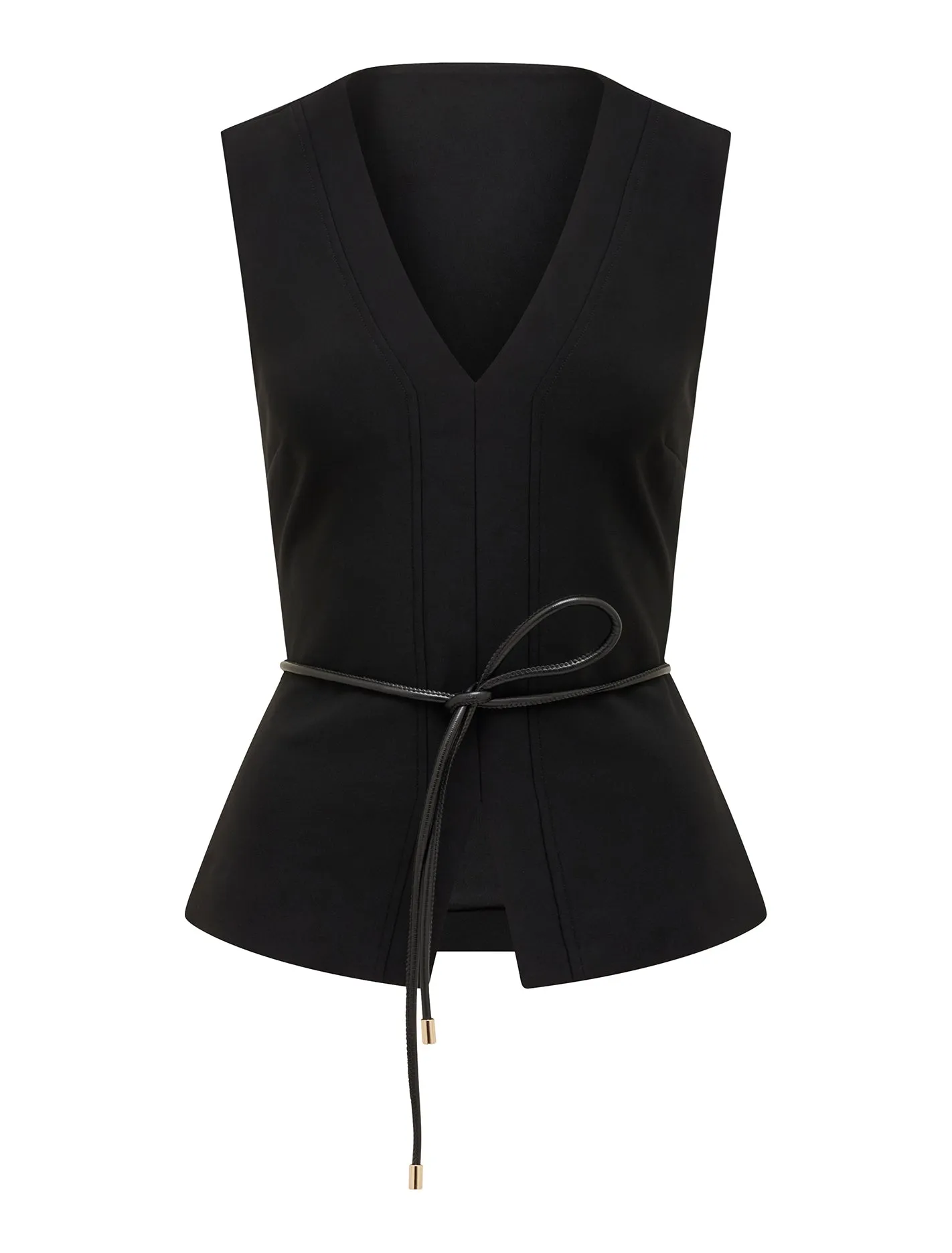 Jade V-Neck PU Tie Top