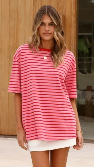 Jeto Oversized Tee - Pink/Red