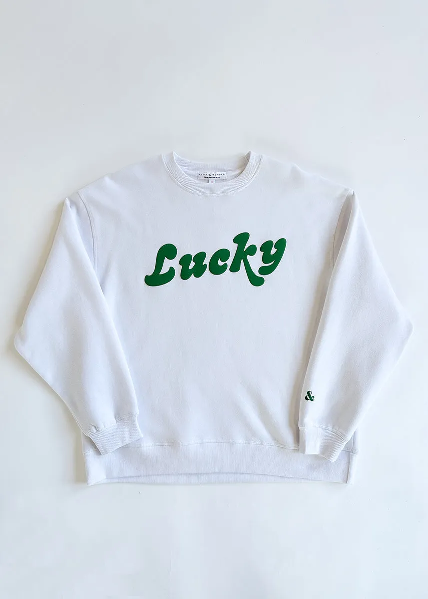 Lucky Oversized Sweatshirt - White