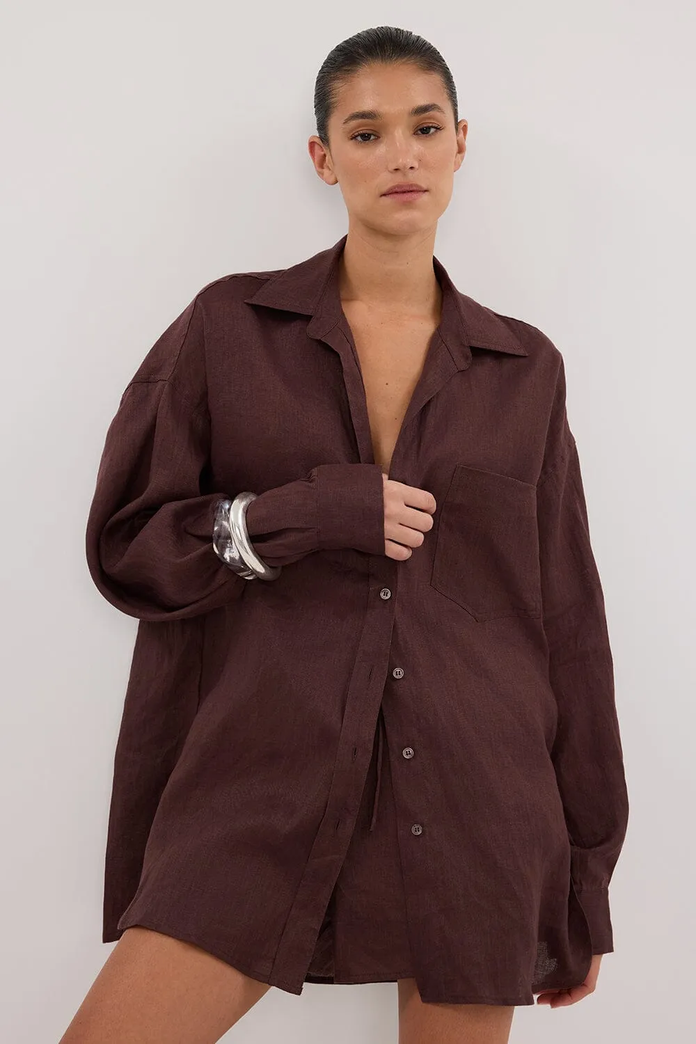 LUNE WALNUT LINEN SHIRT
