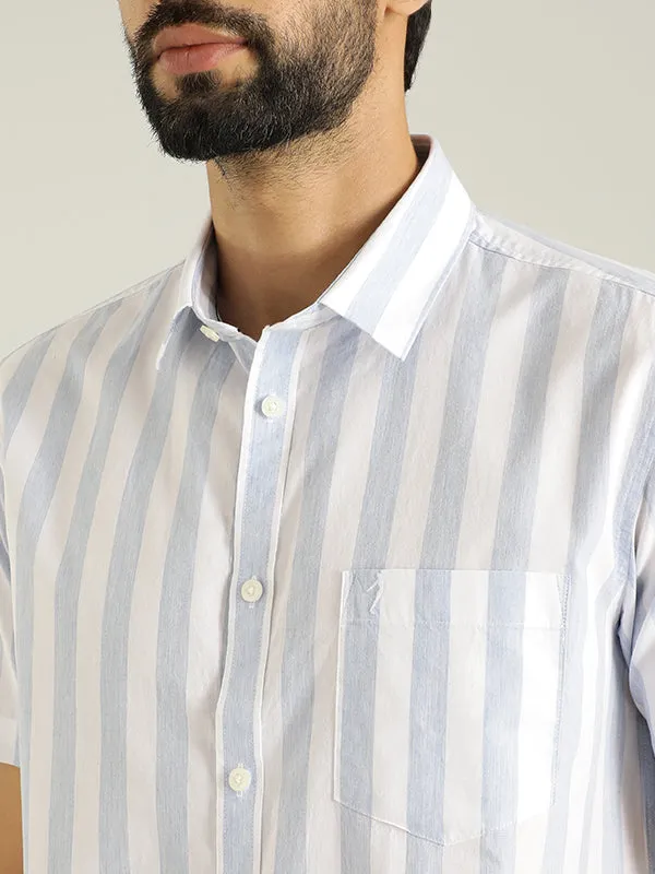 Men Striped Half Sleeve Cotton Shirt