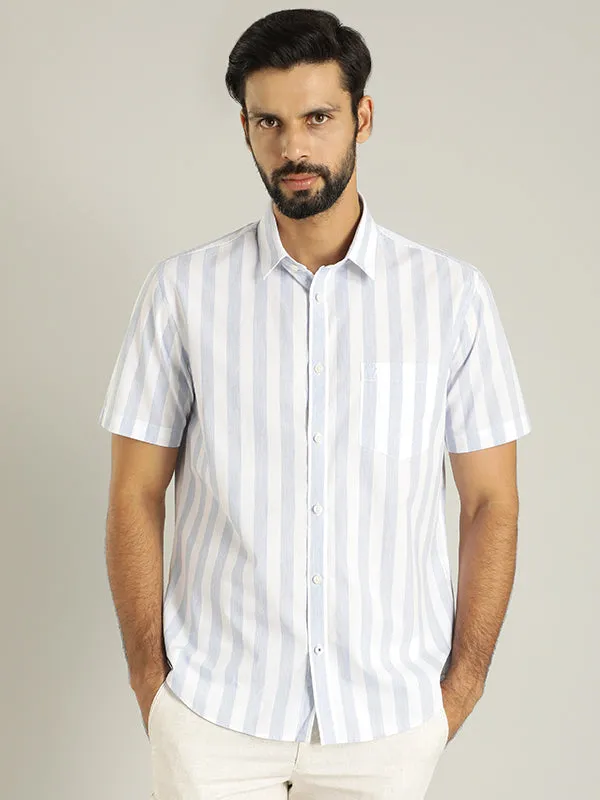 Men Striped Half Sleeve Cotton Shirt