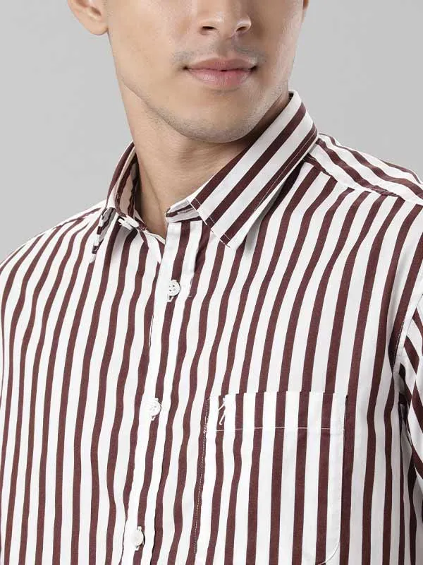 Men Striped Half Sleeve Cotton Stretch Shirt