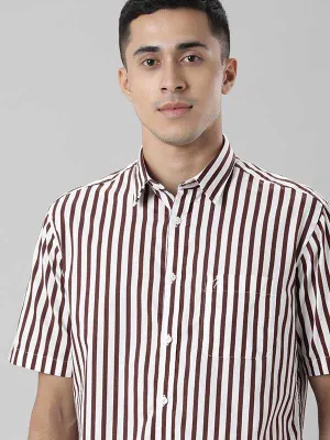 Men Striped Half Sleeve Cotton Stretch Shirt