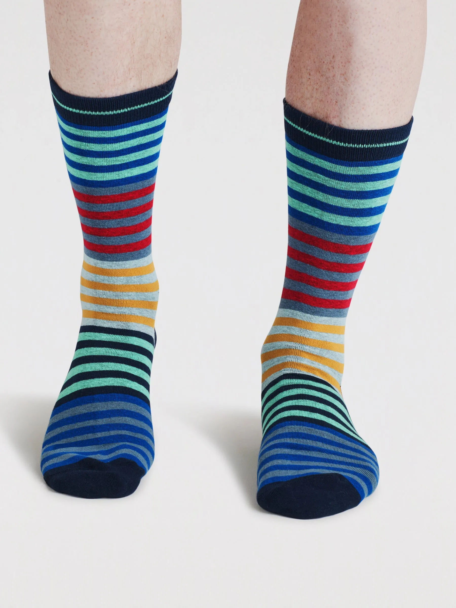 Mens Cline Stripe Spot Organic Cotton 3 Pack Socks - Multi
