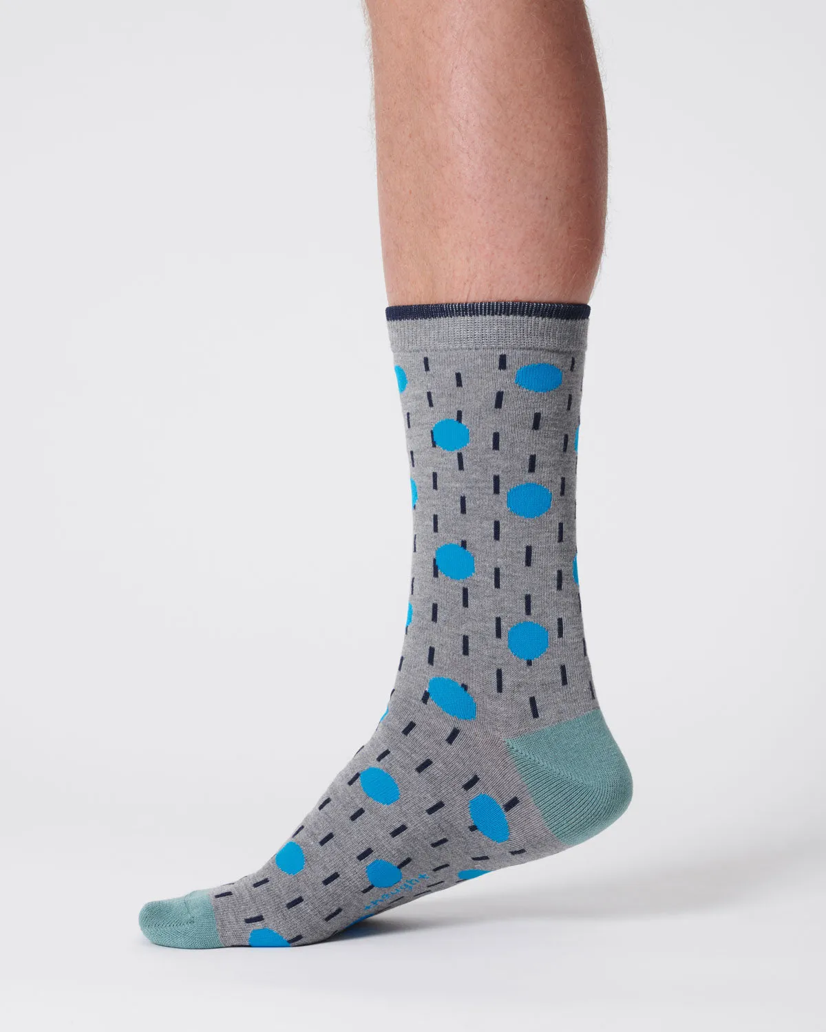 Mens Dash Spot Bamboo Socks - Grey Marl