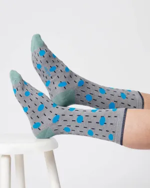 Mens Dash Spot Bamboo Socks - Grey Marl