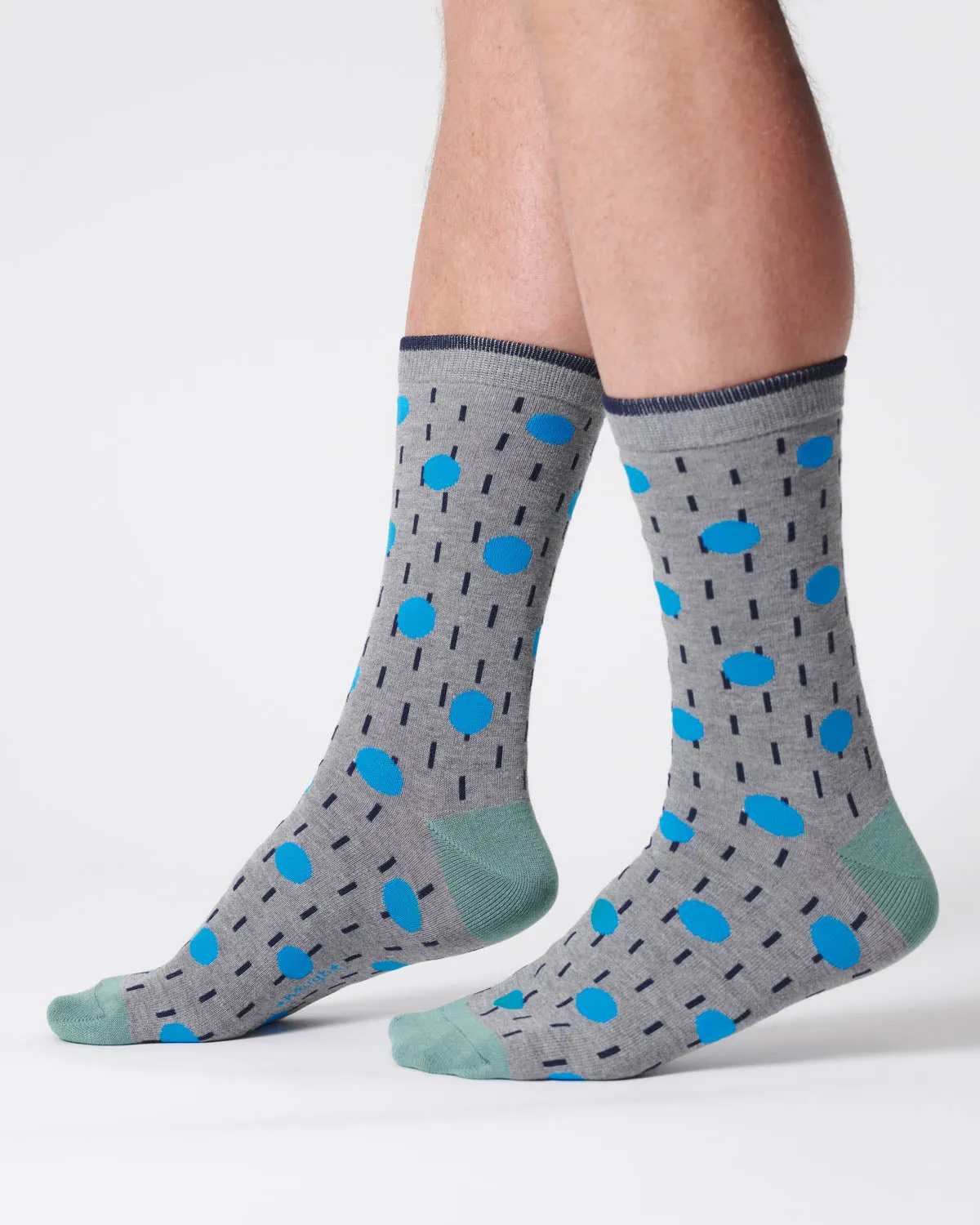 Mens Dash Spot Bamboo Socks - Grey Marl