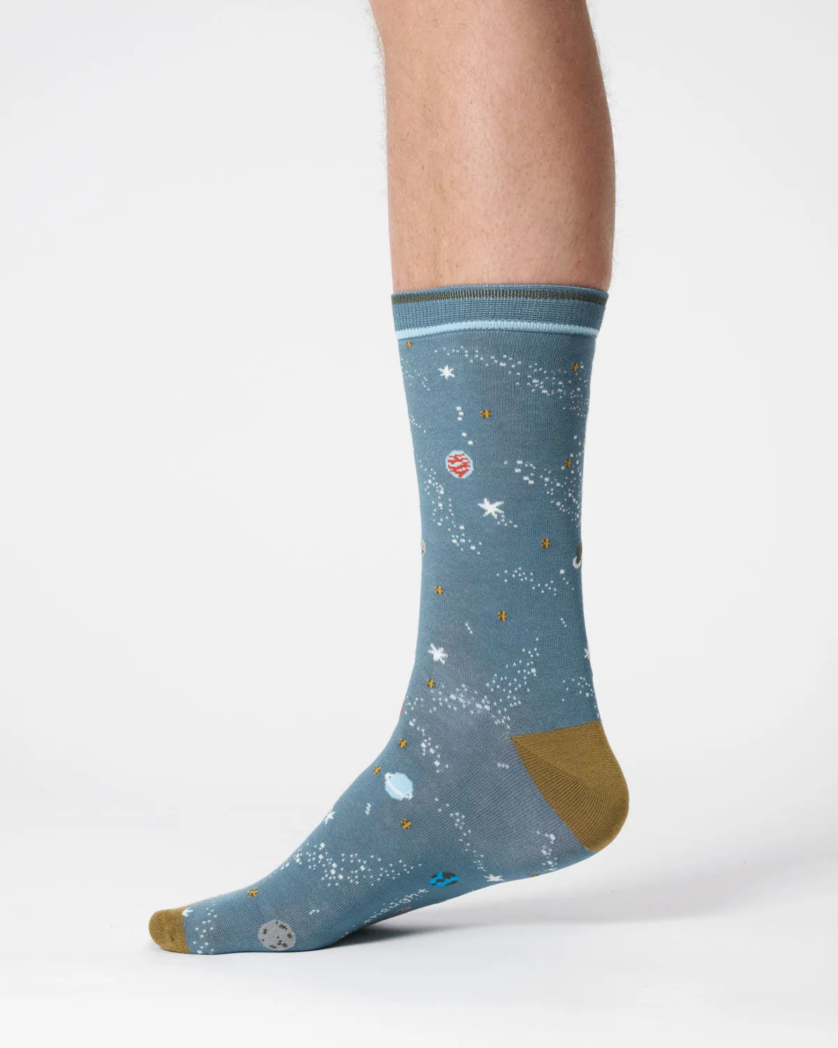 Mens Galaxy Organic Cotton Socks - Misty Blue