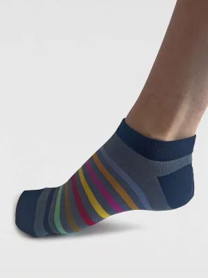 Mens Griffin Pattern Organic Cotton Trainer Socks - Storm Blue
