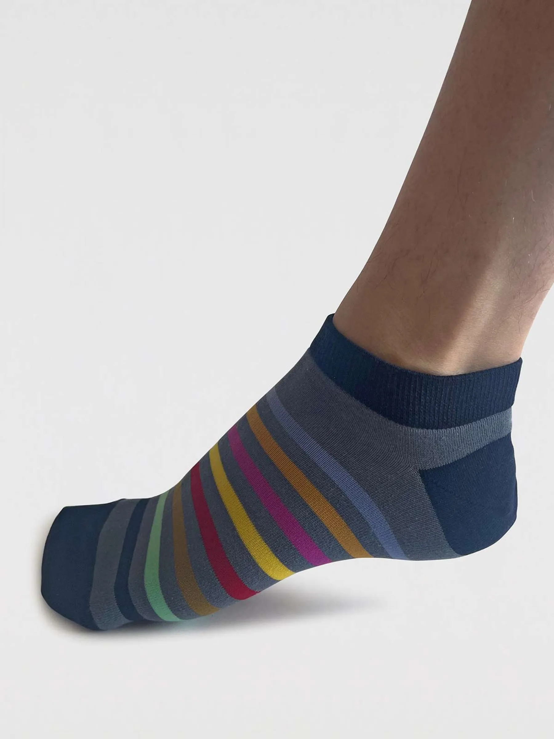 Mens Griffin Pattern Organic Cotton Trainer Socks - Storm Blue