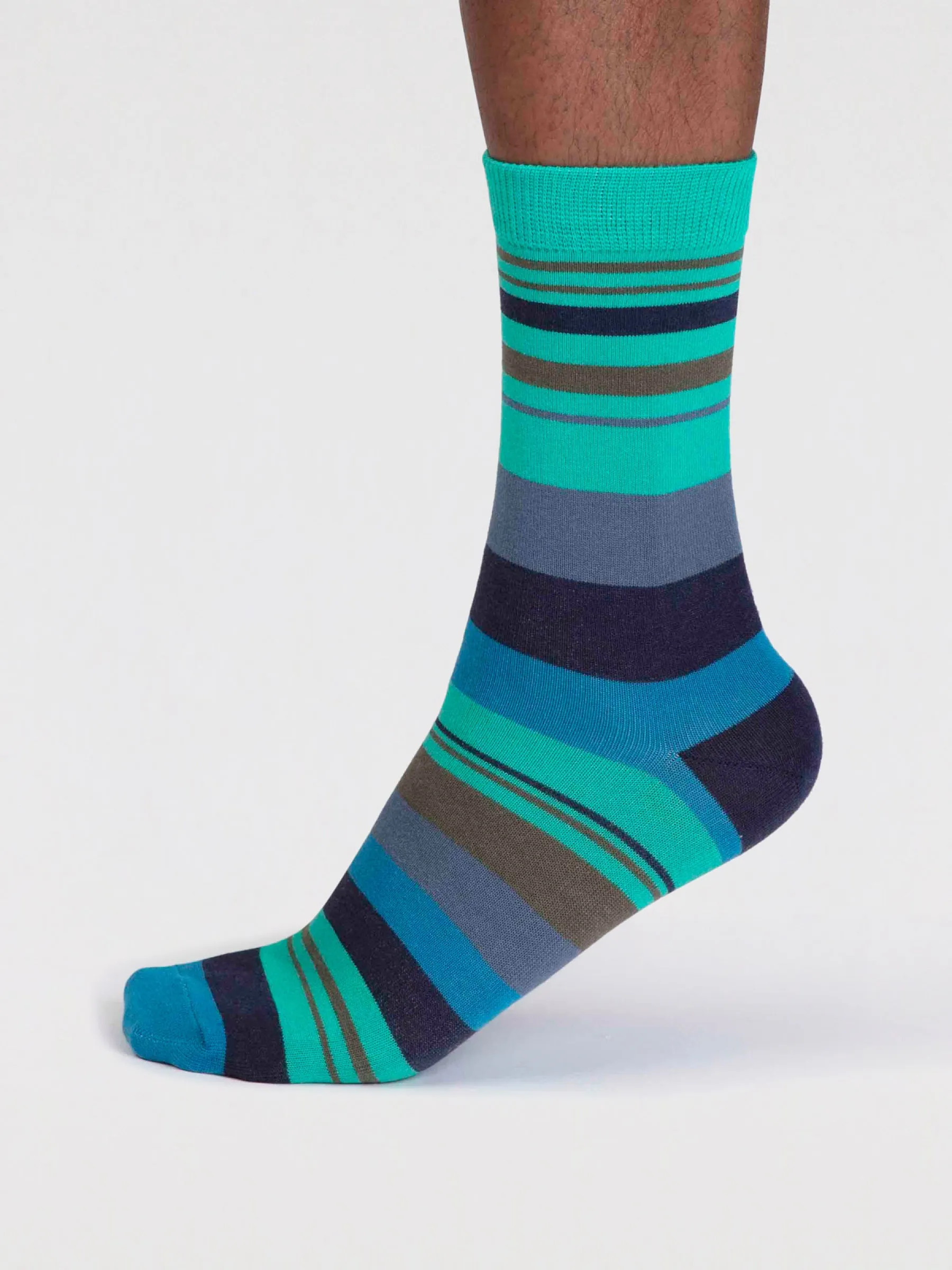 Mens Maddock Bamboo Stripe Socks - Jade Green