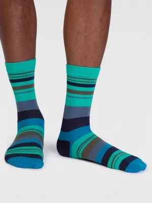 Mens Maddock Bamboo Stripe Socks - Jade Green