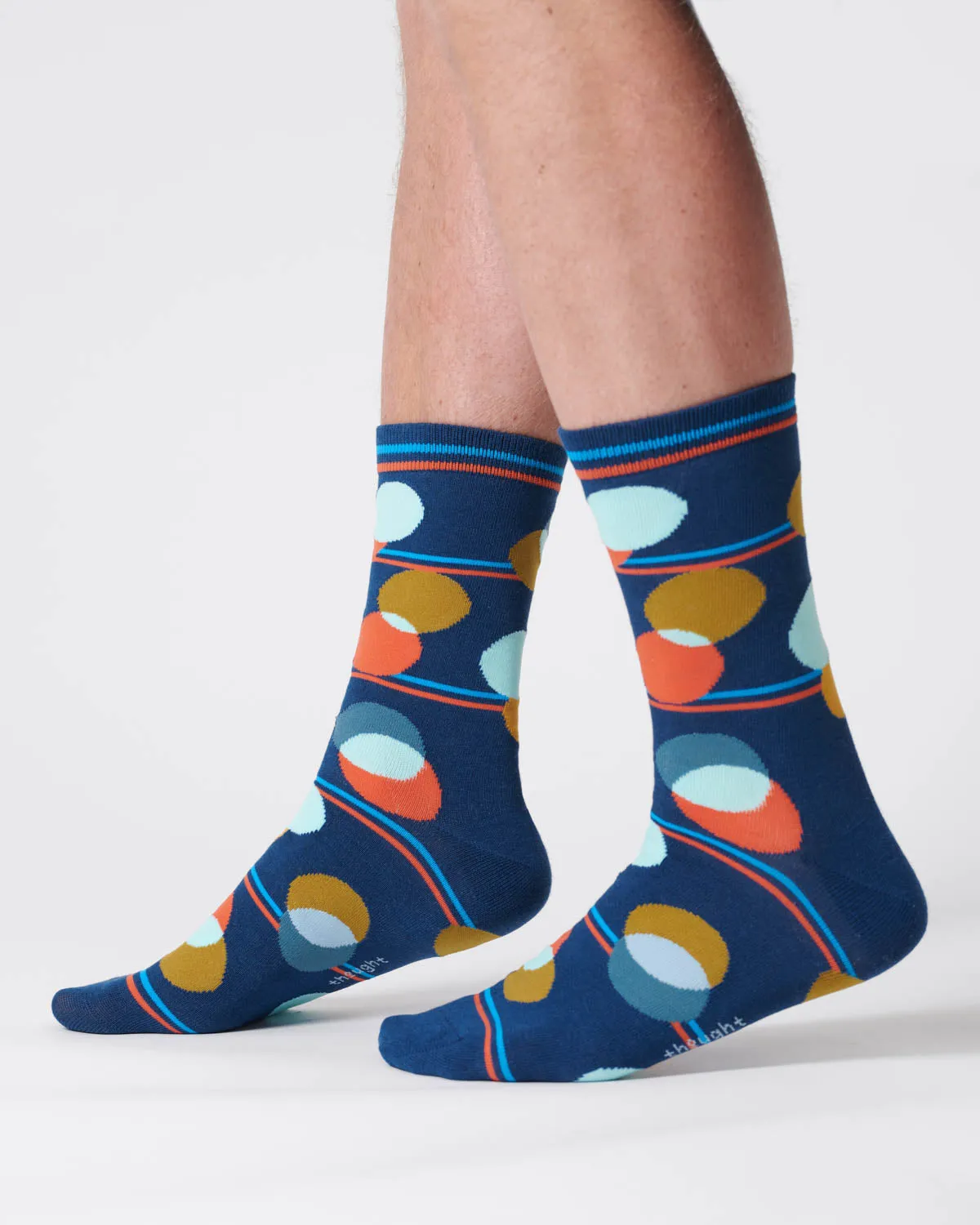 Mens Spot Stripe Bamboo Socks - Mineral Blue