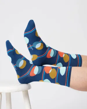 Mens Spot Stripe Bamboo Socks - Mineral Blue