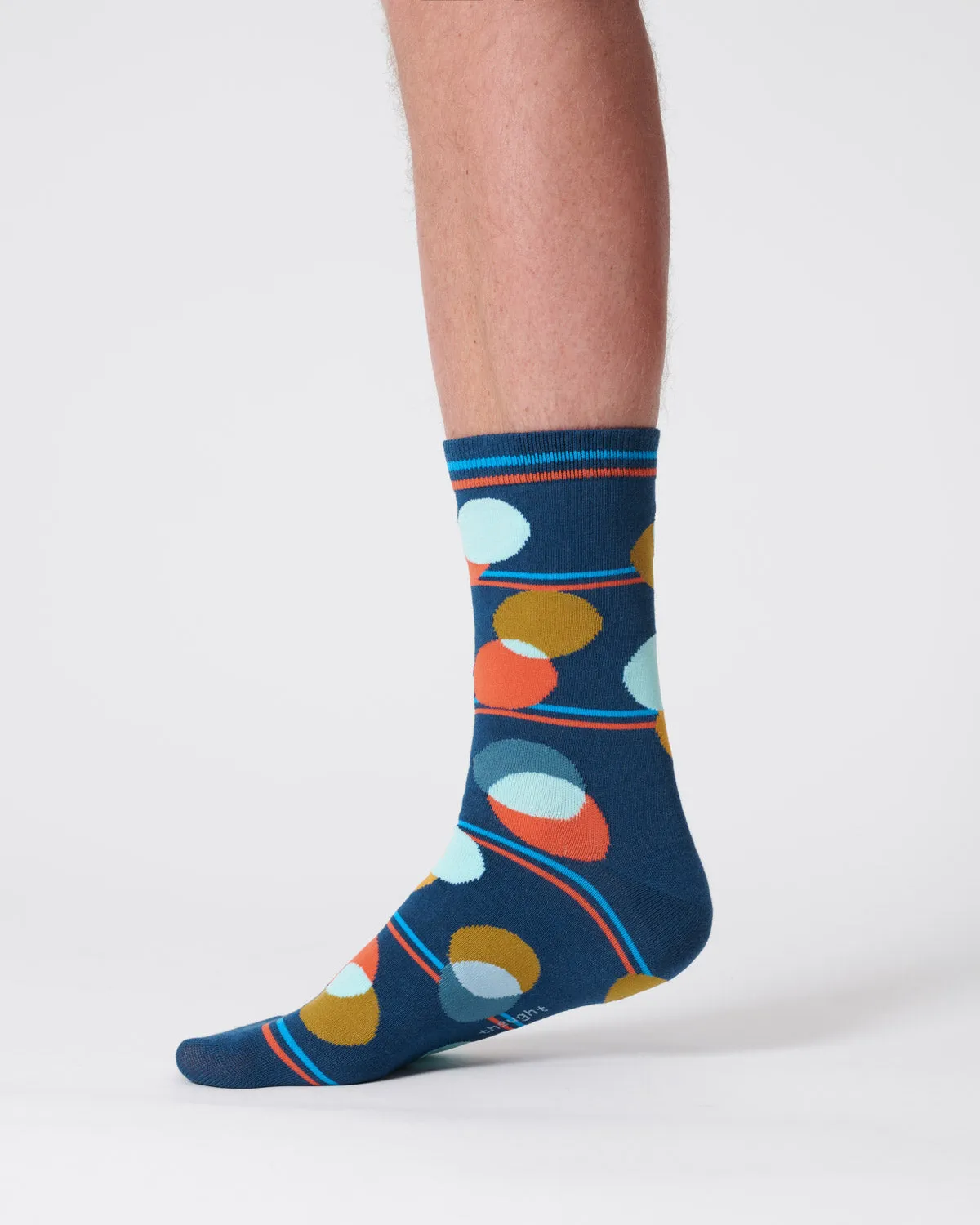 Mens Spot Stripe Bamboo Socks - Mineral Blue