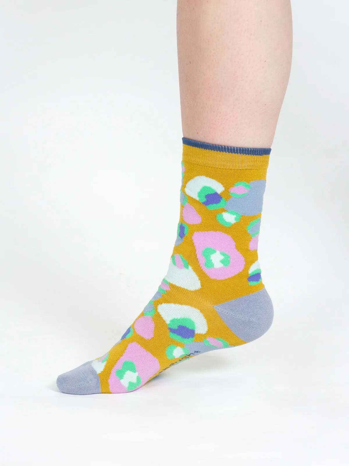 Multi Leopard Print Organic Cotton Socks - Yellow