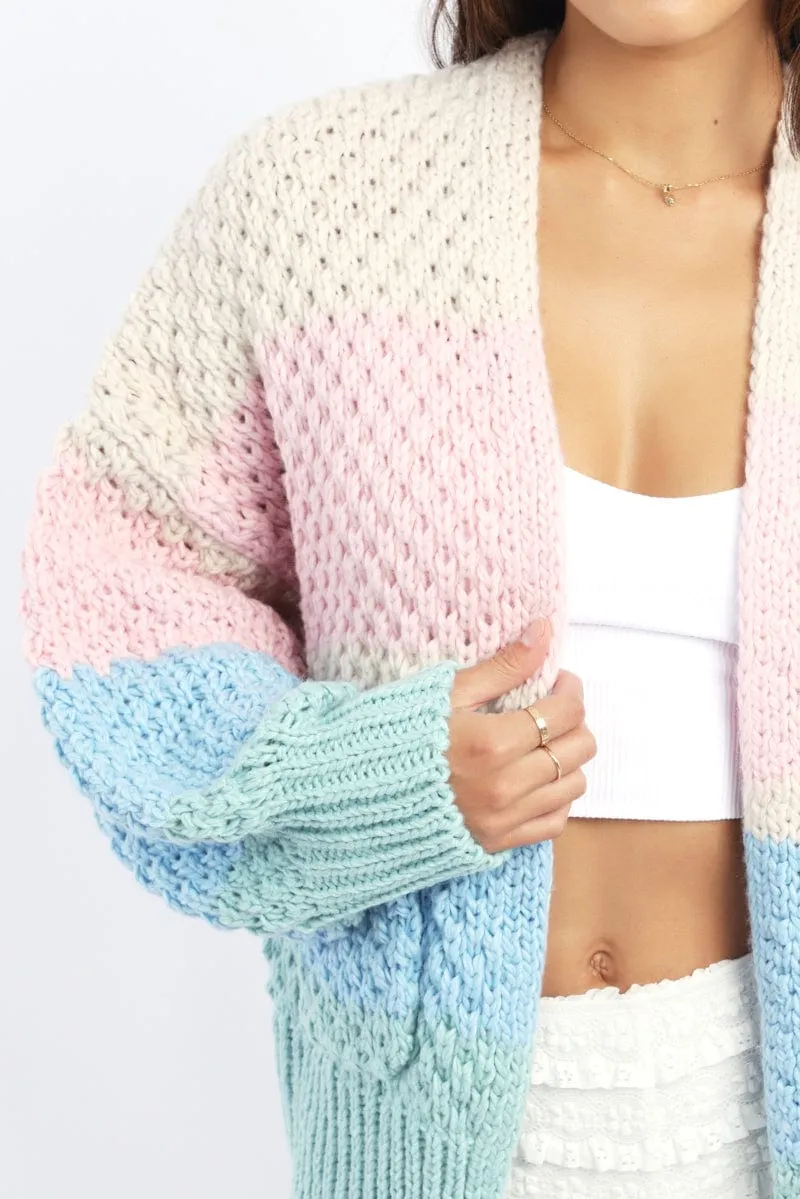 Multi Stripe Oversized Knit Cardigan