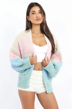 Multi Stripe Oversized Knit Cardigan