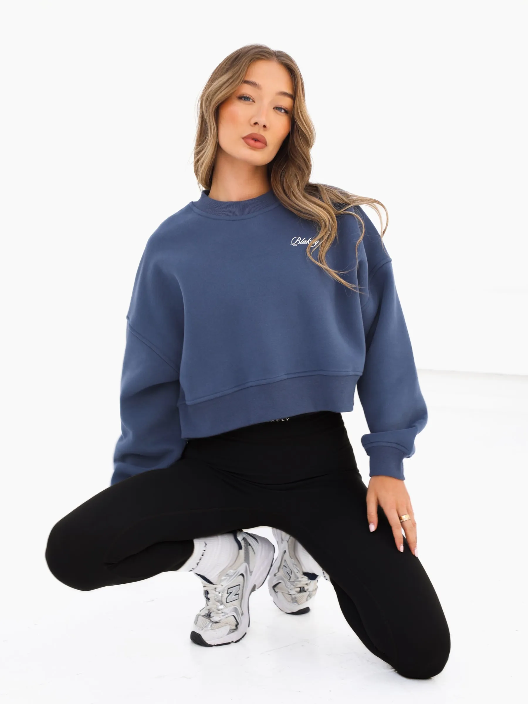 Off Duty Cropped Sweater - Steel Blue